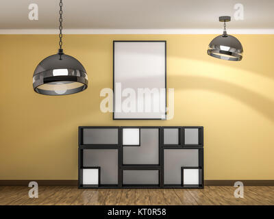 Grandi poster verticale sulla parete di cemento. Il rendering 3D Foto Stock