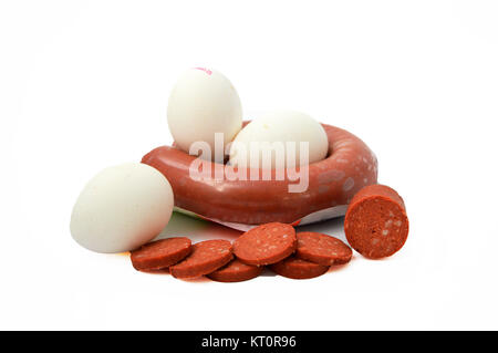 Salsicce e uova Foto Stock