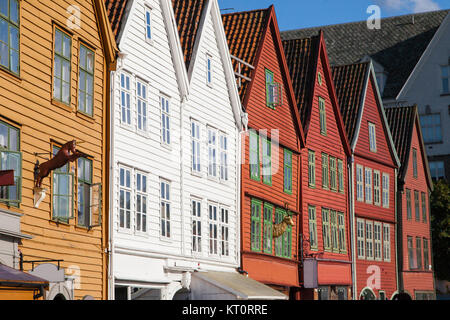 Hanseatic edifici di Bryggen, Bergen, Norvegia. Foto Stock