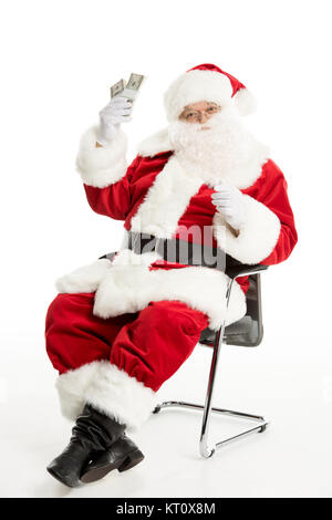 Felice Santa Claus detenere fondi Foto Stock