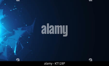 Resi generati da computer astratto video di sfondo in movimento. I triangoli, punti e linee di collegamento con shine on blur Foto Stock