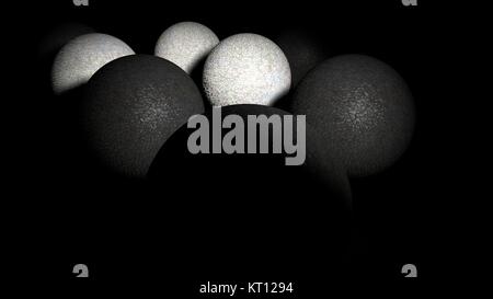 Rendering di sfere riflettenti che formano un triangolo in ombra Foto Stock