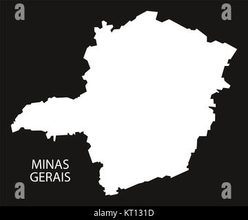 Minas Gerais Brasile Mappa black invertiti Foto Stock