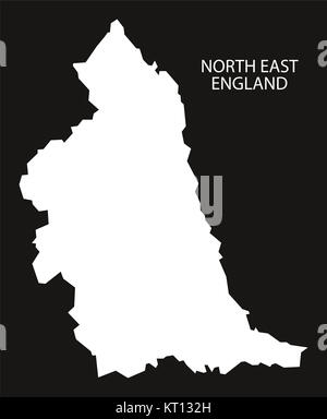 A nord-est dell' Inghilterra Mappa black invertiti Foto Stock