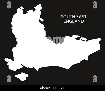 A sud-est dell' Inghilterra Mappa black invertiti Foto Stock