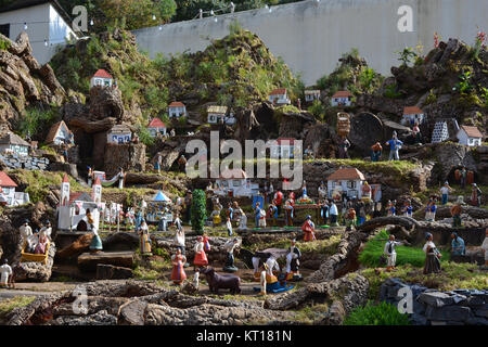 Scena della natività, noto come presépios, a Funchal, Madeira, Portogallo Foto Stock