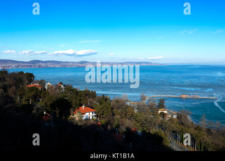 Il paesaggio del Lago Balaton in inverno, Ungheria Foto Stock