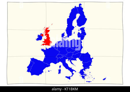 Mappa di Europa per la proposta di referendum sul regno unito l'adesione all'Unione europea Foto Stock