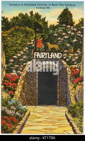 Ingresso di Fairyland caverne, in Rock City Gardens, vedetta Mt (77753) Foto Stock