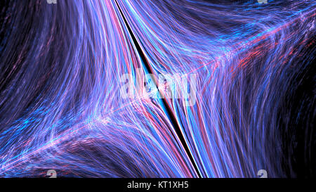 La vibrante incandescente quantum stringhe, generato dal computer sfondo astratto, rendering 3D Foto Stock