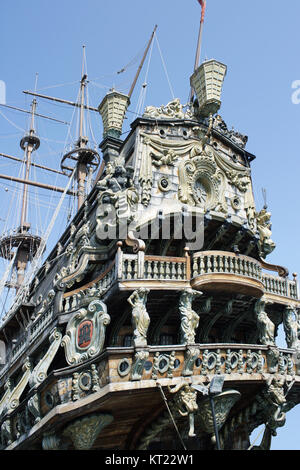 Dettaglio di un bellissimo galeone spagnolo Foto Stock