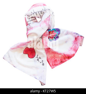 Annodato foulard di seta con cuore rosso isolato Foto Stock