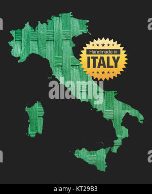 Realizzata a mano in Italia - qualità badge illustrazione della mappa Foto Stock