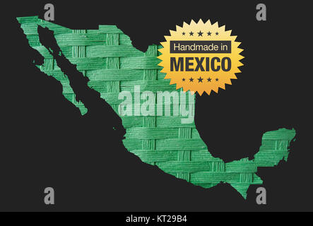 Realizzata a mano in Messico - qualità badge illustrazione della mappa Foto Stock