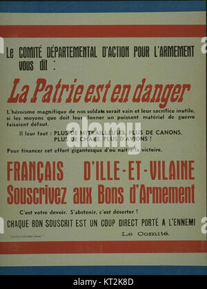 Affiche La Patrie est en danger - MusC3A9e de Bretagne - 997.0018.83 Foto Stock