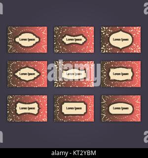 Lussuoso business card set design con orientale floreale elementi mandala. Illustrazione Vettoriale