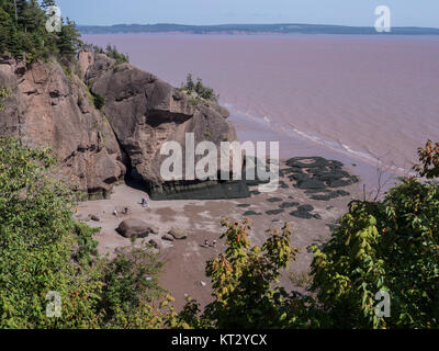 Spiaggia da Diamond Rock si affacciano, Hopewell Rocks, Baia di Fundy, New Brunswick, Canada. Foto Stock