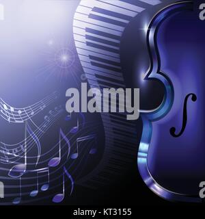 La musica di sfondo al neon con violino e pianoforte tastiera. Illustrazione Vettoriale Illustrazione Vettoriale