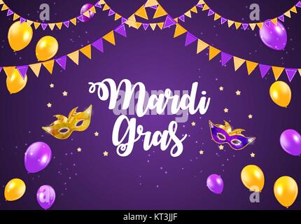 Mardi Gras modello Brochure.Celebrazione Greeting Card Backround Illustrazione Vettoriale