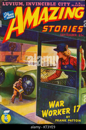 Amazing Stories, una popolare rivista di fantascienza pubblicata per la prima volta nel 1943, continua ad essere un pezzo influente nella storia del genere. Nota per la sua narrazione innovativa, è stata una delle prime riviste a presentare storie che avrebbero ispirato opere future nella fantascienza. Foto Stock