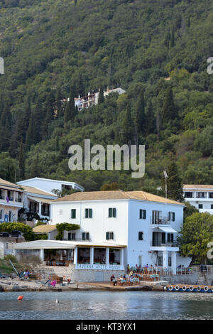 Il durrels white house, Kalami, Corfù, Grecia. Foto Stock