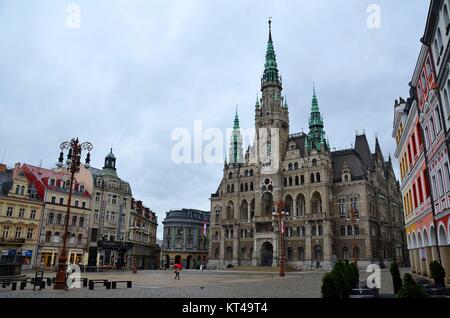 Nella città di Liberec (Reichenberg) nella Repubblica ceca: attorno alla piazza principale Foto Stock