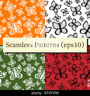 Bellissime farfalle seamless pattern impostato in diversi colori. Foto Stock