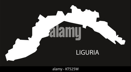 Liguria Italia Mappa nero silhouette invertito Foto Stock