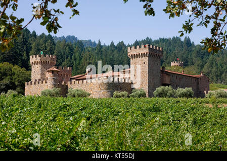 Napa Valley vineyard e castello Foto Stock