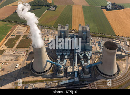 Neurath Power Plant, RWE, in Europa il secondo più grande impianto di alimentazione, Grevenbroich, Basso Reno, Renania settentrionale-Vestfalia, Germania, Europa, Rommerskirchen, Nie Foto Stock