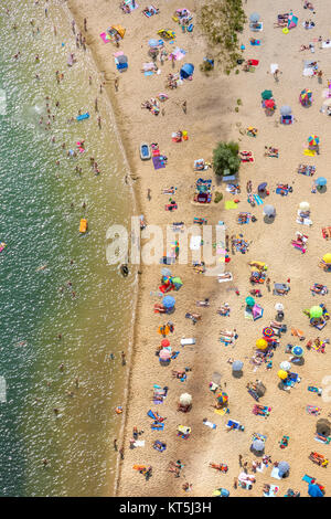 Argento II dall'aria, balneazione, acqua riflessione, spiaggia di sabbia e acque turchesi, vista aerea di Haltern am See, Haltern am See, della Ruhr, Nordrhein-Wes Foto Stock