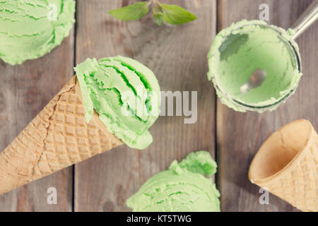 Vista superiore della menta gelato Foto Stock