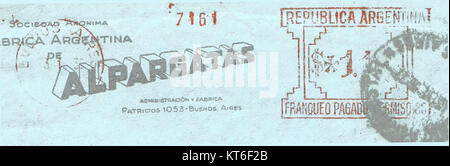 Questo timbro dell'Argentina, identificato come tipo CB2point1, rappresenta un problema postale specifico. Ha un significato nelle collezioni filateliche, documentando la storia postale in Argentina. Foto Stock
