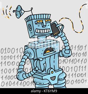 Il Robot Bot trasmette informazioni Illustrazione Vettoriale