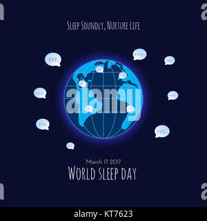 Terra e stelle su sfondo blu scuro. Foto Stock