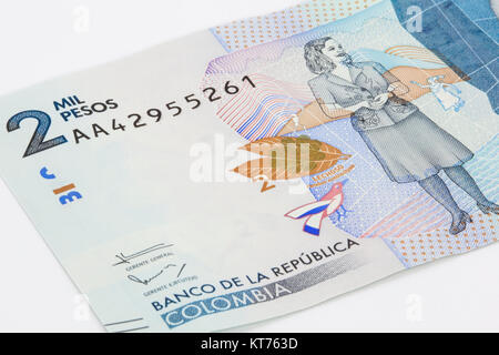 Due mila pesos colombiano Bill rilasciati su 2016 Foto Stock