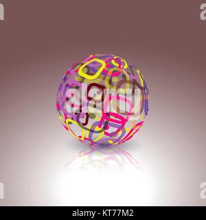 Tecnologia concettuale Logo. Globo astratta fatta da rettangoli retrò. Illustrazione Vettoriale