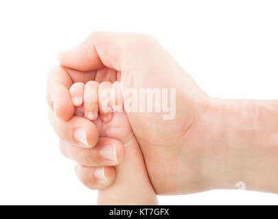 Madre di mani del bambino in mano Foto Stock