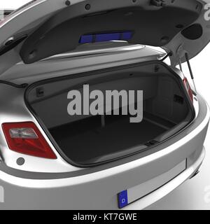 Sport convertibile pulire vuota trunk isolato su uno sfondo bianco. 3D illustrazione Foto Stock