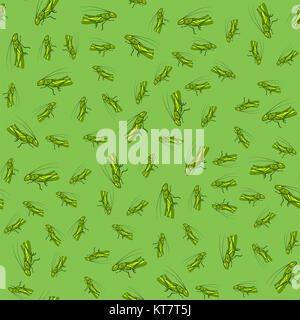 Green Cartoon cavallette Pattern senza giunture Foto Stock