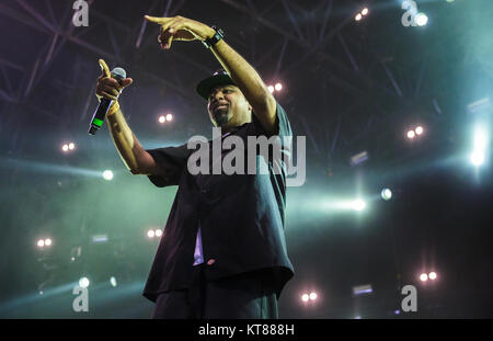 La American hip hop gruppo dilatata di popoli esegue un concerto dal vivo all'Arena stadio durante il Festival di Roskilde 2014. Qui rapper Rakaa Iriscience è visto dal vivo sul palco. Danimarca, 04/07 2014. Foto Stock