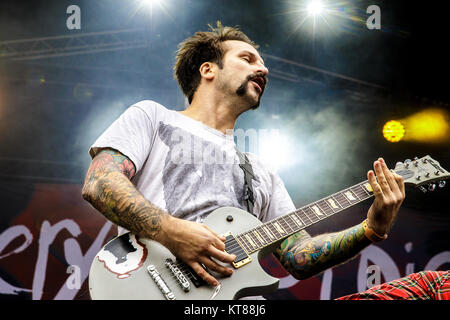 La American metalcore band ogni volta che muoio esegue un concerto dal vivo durante il danese la musica heavy metal festival Copehell 2017 a Copenaghen. Qui il chitarrista Giordania Buckley è visto dal vivo sul palco. Danimarca, 22/06 2017. Foto Stock