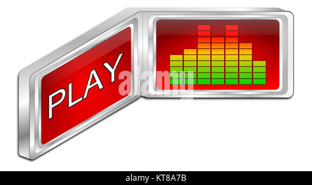 Rosso pulsante Play - 3D illustrazione Foto Stock