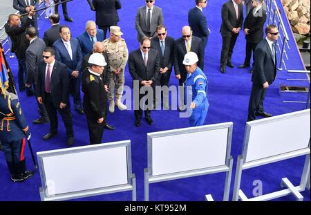 Ismailia, Cairo, Egitto. 23 Dic, 2017. Il Presidente egiziano Abdel-Fattah al-Sisi prende parte durante la fase di apertura di un certo numero di progetti di sviluppo nel canale di Suez in area di Ismailia, Egitto, sul dicembre 23, 2017 Credito: il Presidente egiziano Ufficio APA/images/ZUMA filo/Alamy Live News Foto Stock