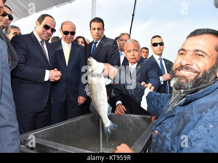 Ismailia, Cairo, Egitto. 23 Dic, 2017. Il Presidente egiziano Abdel-Fattah al-Sisi prende parte durante la fase di apertura di un certo numero di progetti di sviluppo nel canale di Suez in area di Ismailia, Egitto, sul dicembre 23, 2017 Credito: il Presidente egiziano Ufficio APA/images/ZUMA filo/Alamy Live News Foto Stock