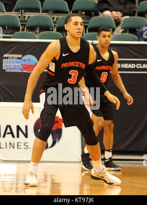 Hawaii, Stati Uniti d'America . 23 Dic, 2017. Dicembre 23, 2017 - Princeton Tigers guard Devin Cannady (3) durante le fasi di gioco tra le tigri di Princeton e il Akron Zips all'Hawaiian Airlines Diamond Head classico allo Stan Sheriff centro sul campus della University of Hawaii a Honolulu, Hawaii - Michael Sullivan/CSM Credito: Cal Sport Media/Alamy Live News Foto Stock