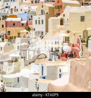 Vista di oia a Santorini Foto Stock