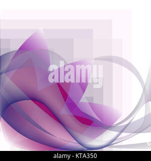 Abstract onde blu trasparente e fiore rosa geometrica di pattern su sfondo bianco Foto Stock