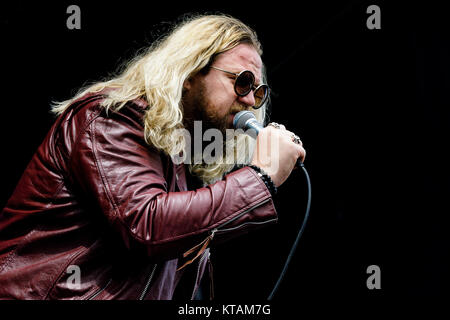 Il British hard rock band ingloriosa esegue un live durante il danese la musica heavy metal festival Copehell 2017 a Copenaghen. Qui la cantante Nathan James è visto dal vivo sul palco. Danimarca, 22/06 2017. Foto Stock