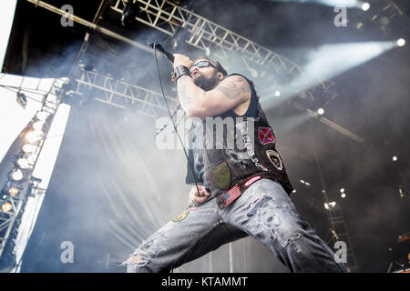 La American heavy metal band Kill Devil Hill esegue un concerto dal vivo presso il scandinavi heavy metal festival Copenhell 2014 a Copenaghen. Qui la cantante Dewey Bragg è visto dal vivo sul palco. Danimarca, 13/06 2014. Foto Stock